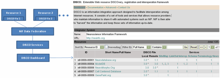 DISCO: An Internet-based initiative to facilitate data integration for the Neuroscience Information Framework